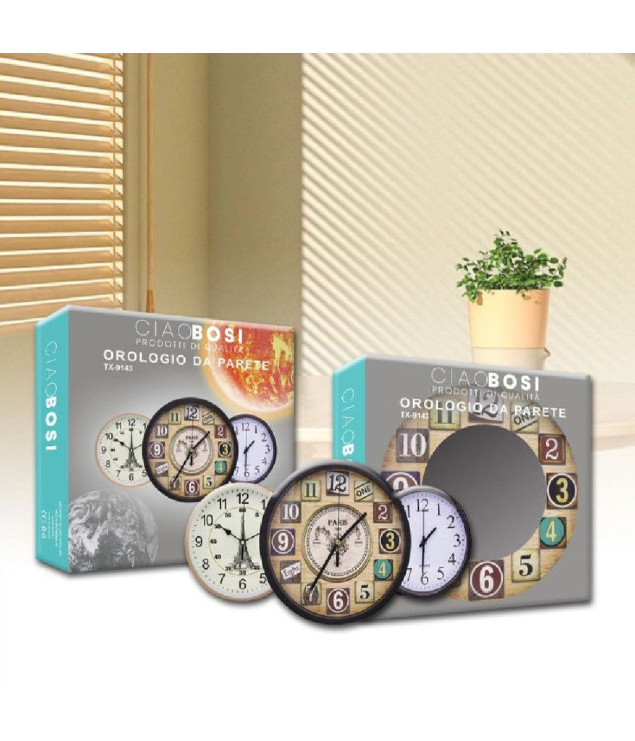 Orologio Da Parete Muro Diametro 30cm Casa Cucina Vari Modelli Assortiti Tx-9143         