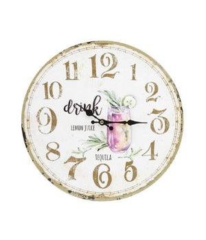 Orologio Da Parete Muro In Legno Analogico Decorato Cucina Stanza Casa 218691         