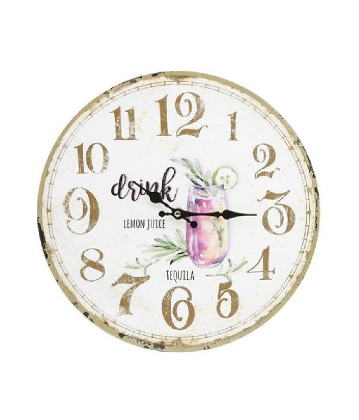 Orologio Da Parete Muro In Legno Analogico Decorato Cucina Stanza Casa 218691         