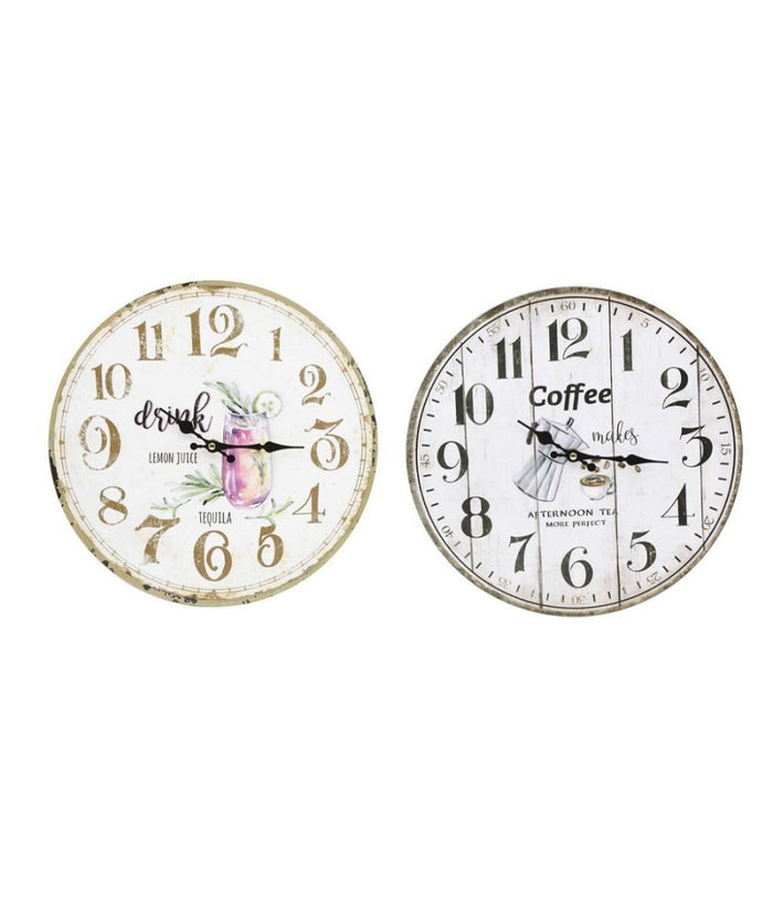 Orologio Da Parete Muro In Legno Analogico Decorato Cucina Stanza Casa 218691         