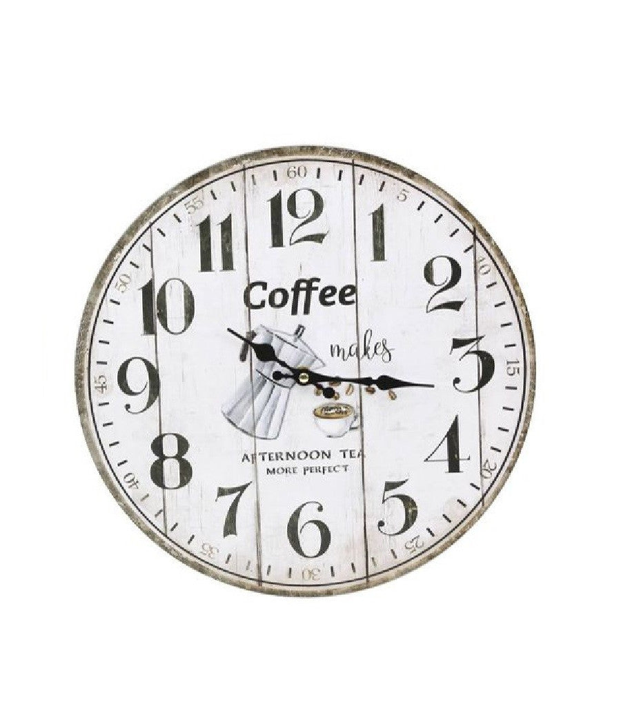 Orologio Da Parete Muro In Legno Analogico Decorato Cucina Stanza Casa 218691         