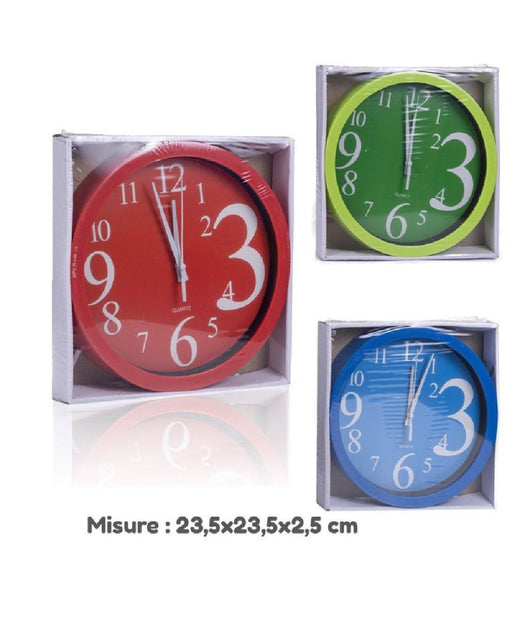 Orologio Da Parete Quarzo Muro Tondo Colorato Casa Arredamento 23.5x23.5x2.5cm         