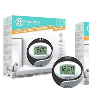 Orologio Da Parete Tavolo Digitale Display Lcd Sveglia Misura Temperatura Tx-8416         
