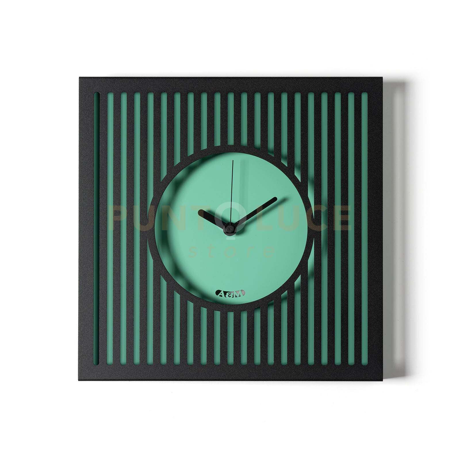 orologio da parete tiffany piccolo Nero ,verde acqua in Ferro 35x35hcm