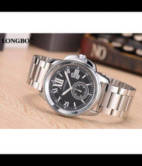 Orologio Da Polso Acciaio Longbo Uomo Silver Nero Classico Elegante Waterproof         