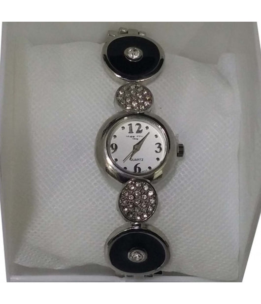 Orologio Da Polso Bracciale Donna Brillantini Quadrante Tondo Strass W4         