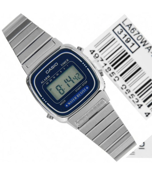 Orologio Da Polso Casio La670wa-2df Digitale Donna Acciaio Vintage Silver         
