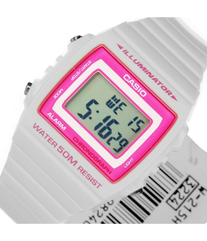 Orologio Da Polso Casio W-215h-2avdf Digitale Unisex Sveglia Crono Bianco         