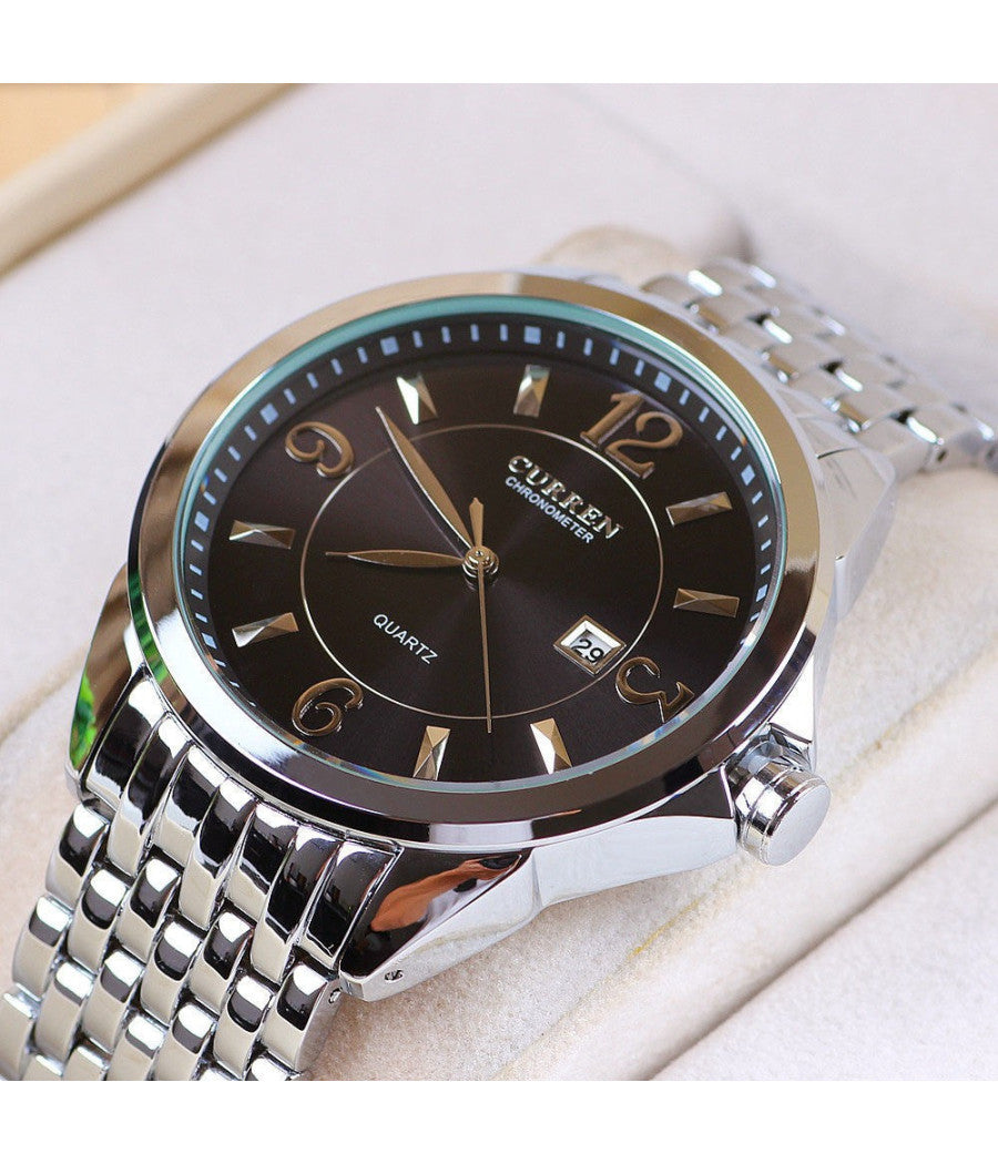 Orologio Da Polso Curren 8071 Uomo Analogico Quarzo Elegante Acciaio Data Ne         