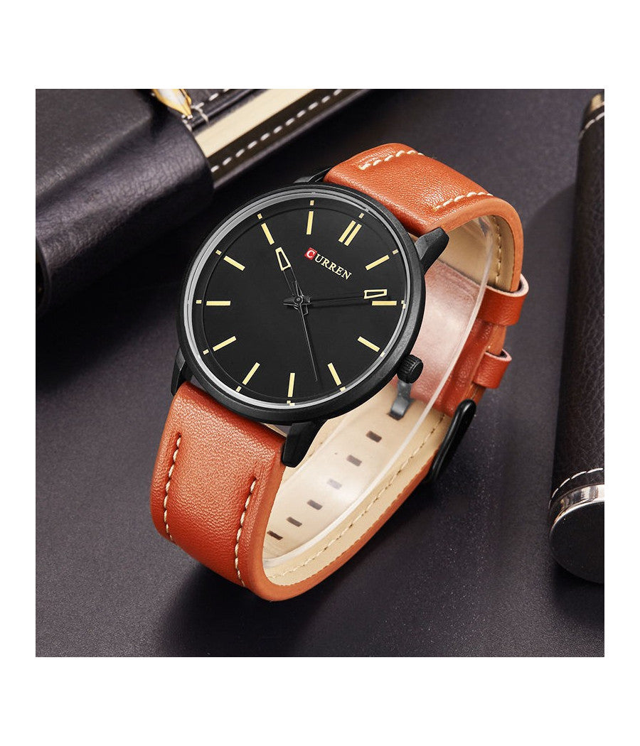 Orologio Da Polso Curren 8233 Uomo Analogico Quarzo Moderno Marrone Nero         