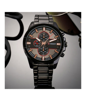 Orologio Da Polso Curren 8274 Uomo Analogico Quarzo Military Nero Nero         