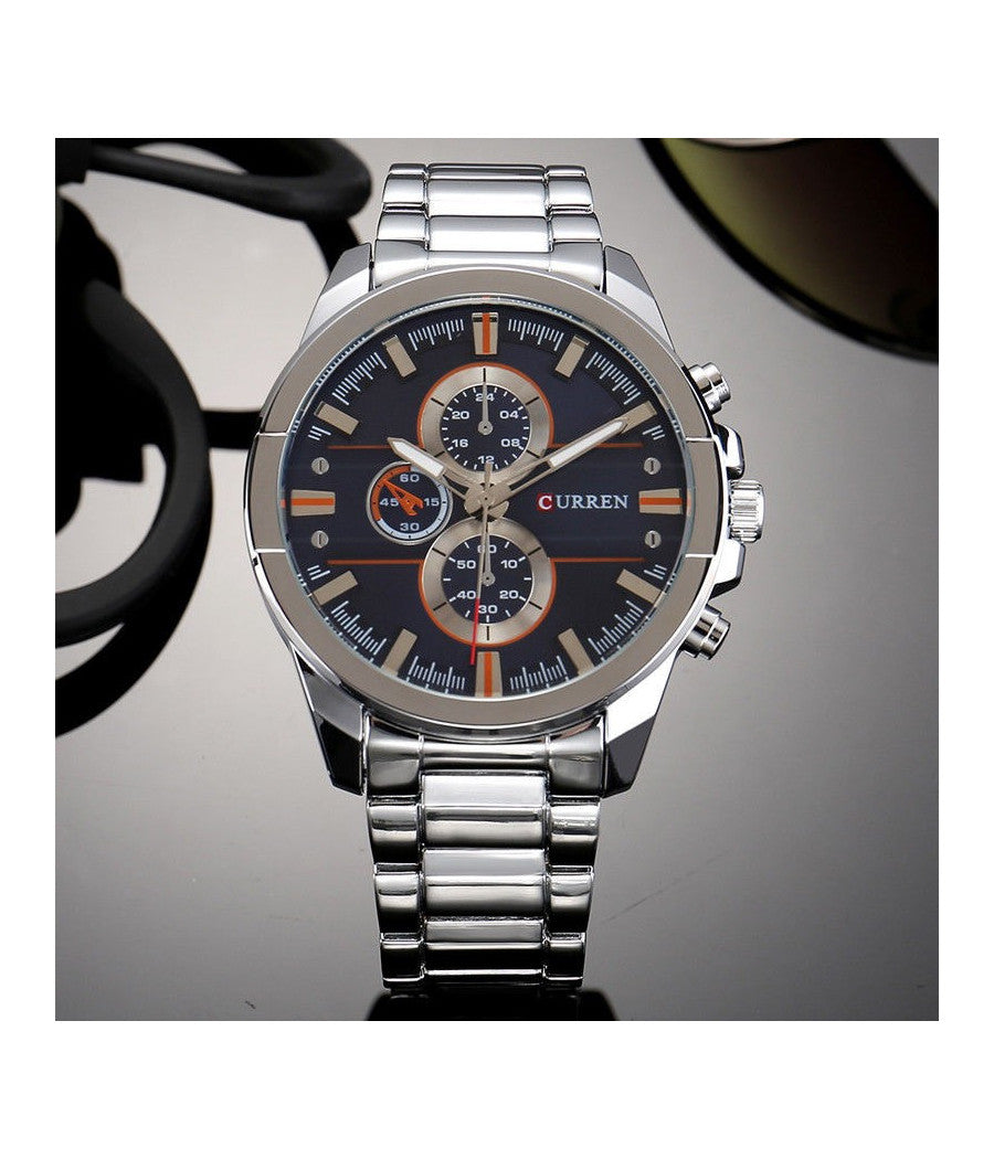 Orologio Da Polso Curren 8274 Uomo Analogico Quarzo Military Sport Silver         