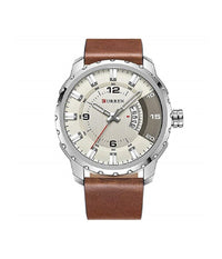 Orologio Da Uomo Marca In Vera Pelle Marrone Band Curren Al Quarzo Black8245         