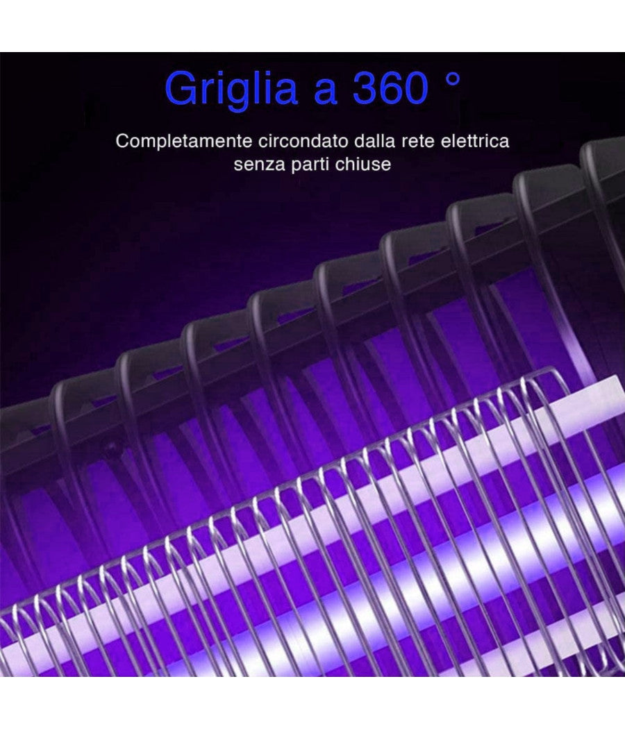 Zanzariera Elettrica Anti Zanzare Mosche Lampada Uv Led 3w Elettroinsetticida         