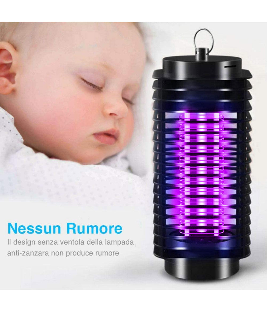 Zanzariera Elettrica Anti Zanzare Mosche Lampada Uv Led 3w Elettroinsetticida         