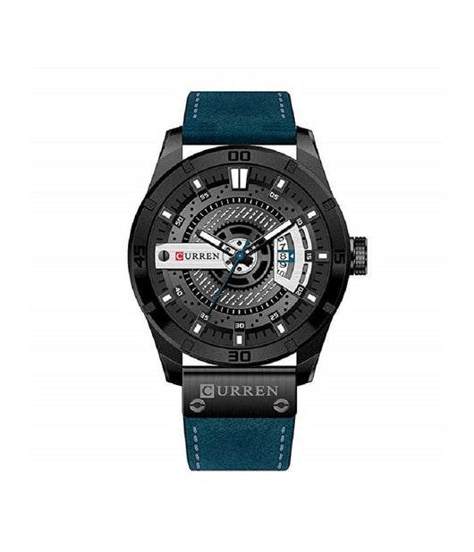 Curren 8301 Orologio Analogico Da Polso Al Quarzo Militare Sport In Pelle Blu         