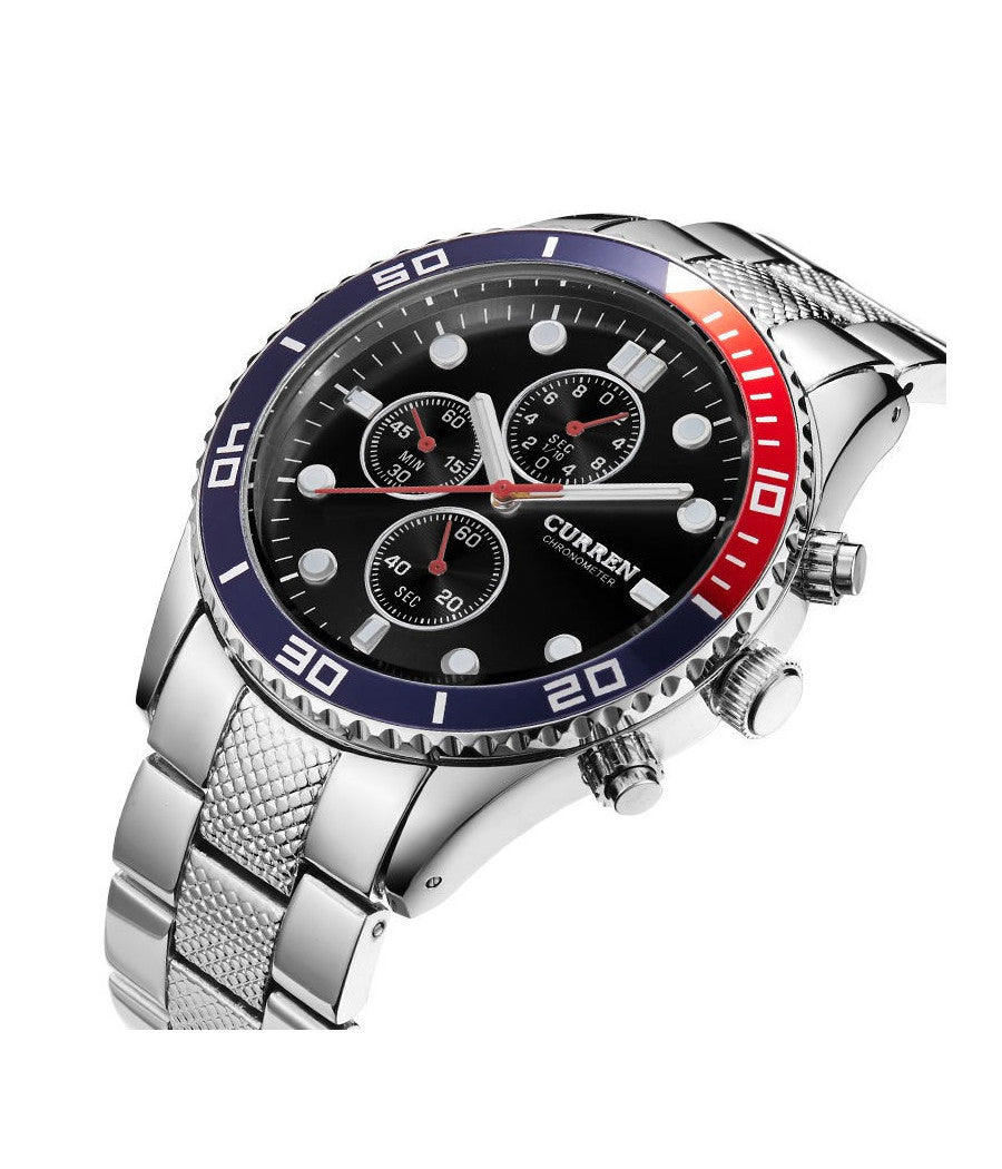 Orologio Da Polso Uomo Al Quarzo Con Data Quadrante Nero Curren 8028 Analogico         