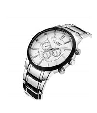 Curren Orologio Semplice Moda Uomo Acciaio Orologio Da Polso Quadrante Nero         