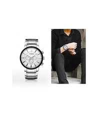 Curren Orologio Semplice Moda Uomo Acciaio Orologio Da Polso Quadrante Nero         