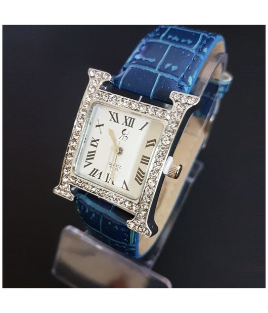 Orologio Da Polso Donna Blu Analogico Quarzo Moderno Fashion Brillantini         