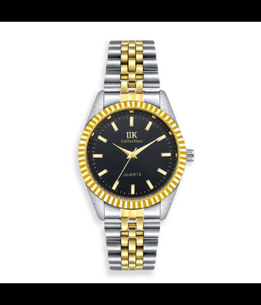 Orologio Da Polso Ik Collection Silver Dorato Analogico Al Quarzo Quadrante Nero         
