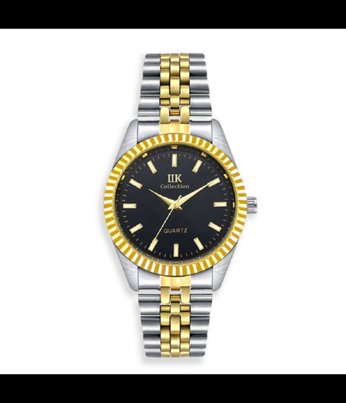 Orologio Da Polso Ik Collection Silver Dorato Analogico Al Quarzo Quadrante Nero         