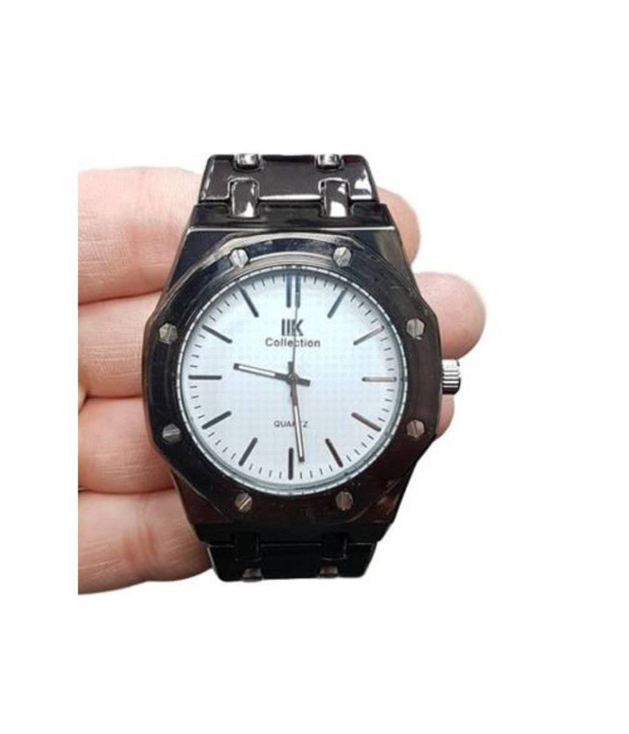 Orologio Da Polso Ik Collection Uomo Analogico Al Quarzo Nero Quadrante Bianco         