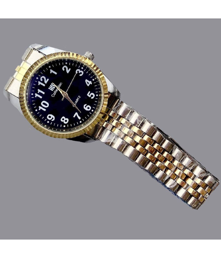 Orologio Da Polso Ik Collection Uomo Analogico Quarzo Dorato Silver Fondo Nero         