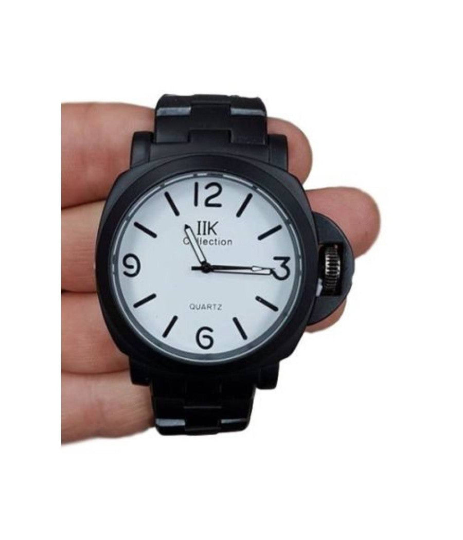 Orologio Da Polso Ik Collection Uomo Analogico Quarzo Grande Nero Fondo Bianco         