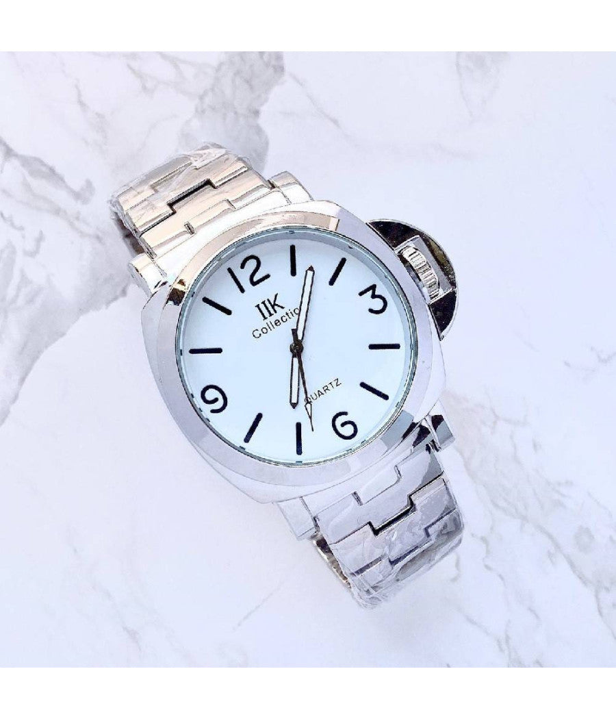 Orologio Da Polso Ik Collection Uomo Analogico Quarzo Grande Silver Fondo Bianco         