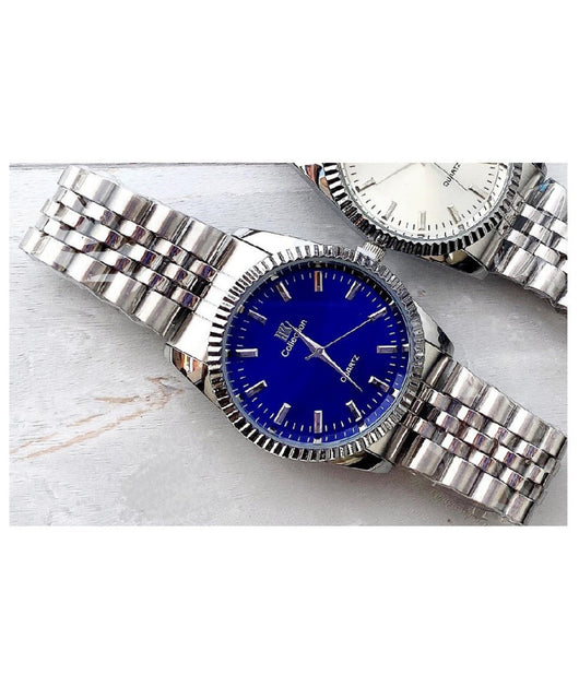 Orologio Da Polso Ik Collection Uomo Donna Analogico Quarzo Silver Quadrante Blu         