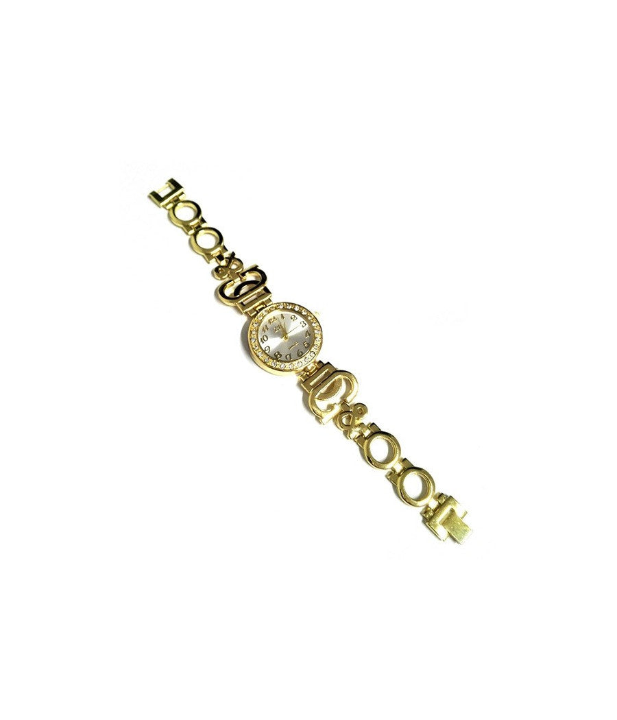 Orologio Da Polso Per Donna Con Quadrante A Strass Taglio Swaroski Silver Oro         