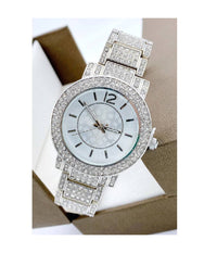 Orologio Da Polso Sousou 6422 Analogico Quarzo Brillantini Silver Fondo Bianco         