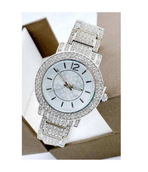 Orologio Da Polso Sousou 6422 Analogico Quarzo Brillantini Silver Fondo Bianco         