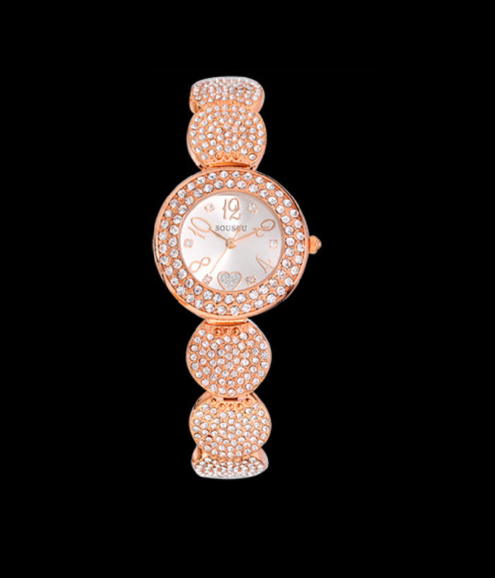 Orologio Da Polso Sousou S6097 Donna Cuore Brillantini Movimento Quarzo Oro Rosa         