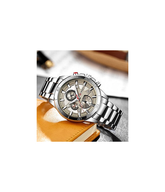 Orologio Da Polso Uomo Curren 8275 Sportivo Analogico Cinturino Acciaio Silver         