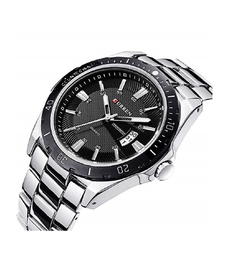 Orologio Da Polso Uomo Design Business Curren 8110g Analogico Quadrante Nero         