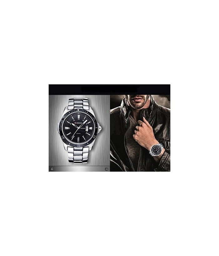 Orologio Da Polso Uomo Design Business Curren 8110g Analogico Quadrante Nero         