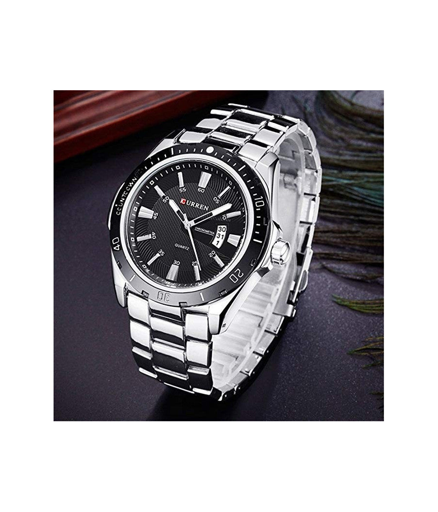 Orologio Da Polso Uomo Design Business Curren 8110g Analogico Quadrante Nero         