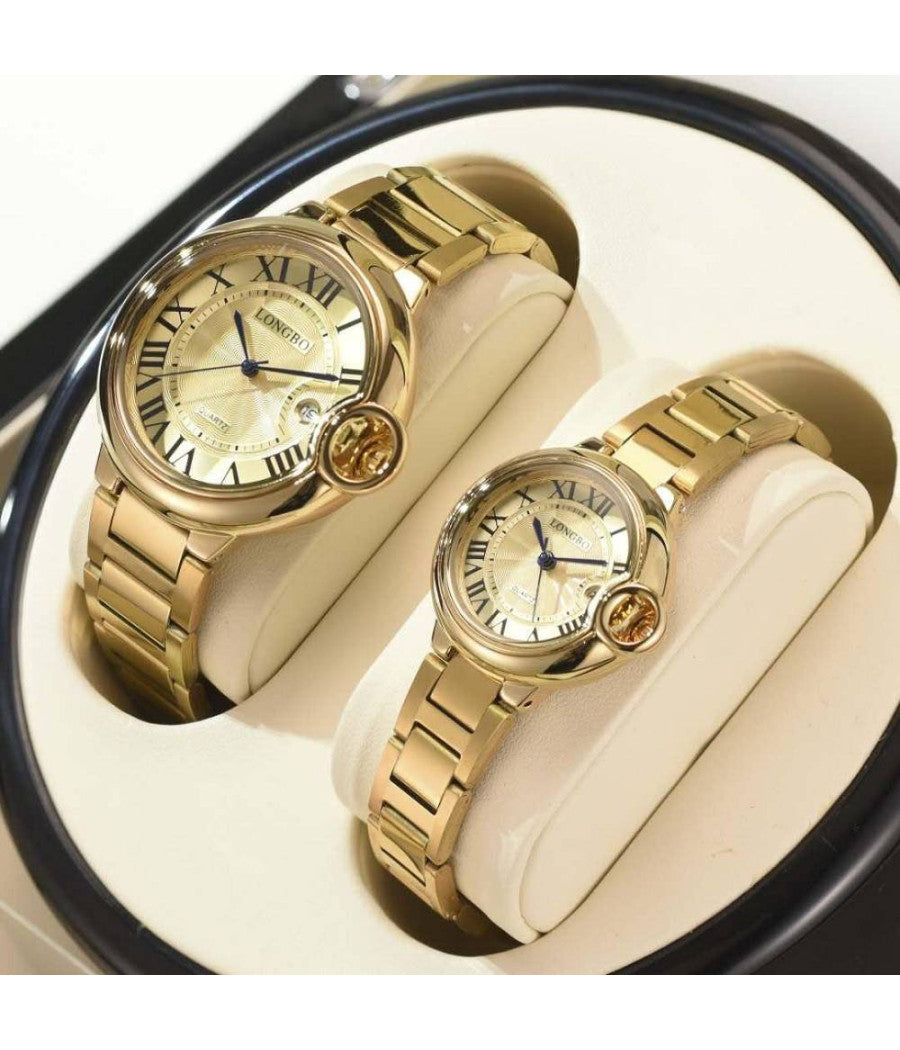 Orologio Da Polso Uomo Donna Longbo 80771 Quarzo Calendario Impermeabile Dorato         