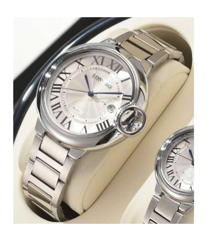 Orologio Da Polso Uomo Donna Longbo 80771 Quarzo Data Impermeabile Casual Silver    -uomo    -