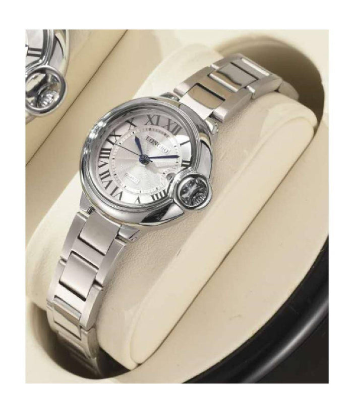 Orologio Da Polso Uomo Donna Longbo 80771 Quarzo Data Impermeabile Casual Silver    -donna    -