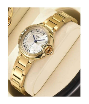 Orologio Da Polso Uomo Donna Longbo 80771 Quarzo Data Impermeabile Dorato Bianco         