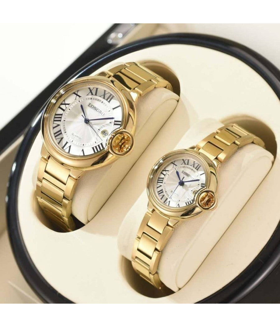 Orologio Da Polso Uomo Donna Longbo 80771 Quarzo Data Impermeabile Dorato Bianco         