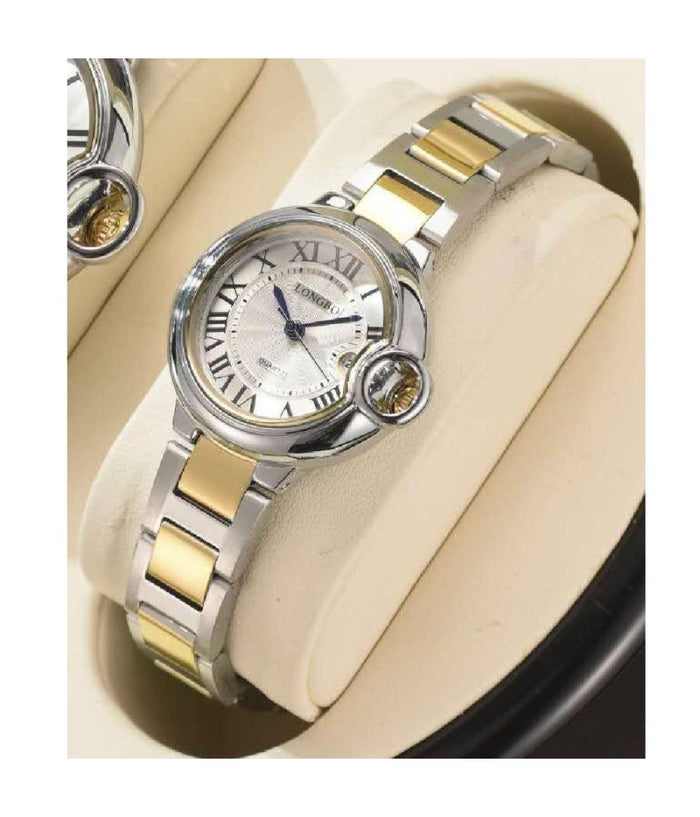 Orologio Da Polso Uomo Donna Longbo 80771 Quarzo Data Impermeabile Silver Dorato    -donna    -
