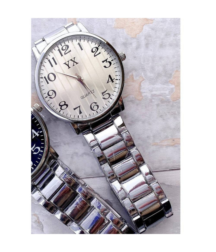 Orologio Da Polso Uomo Yx Analogico Al Quarzo Acciaio Fashion Elegante Silver         