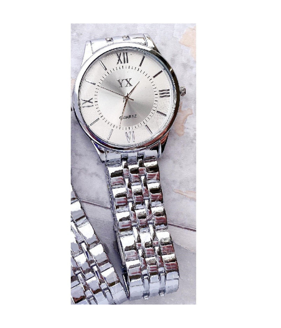 Orologio Da Polso Yx Uomo Analogico Quarzo Elegante Acciaio Silver Fondo Silver         