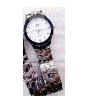 Orologio Da Polso Yx Uomo Analogico Quarzo Fashion Brillantino Quadrante Bianco         