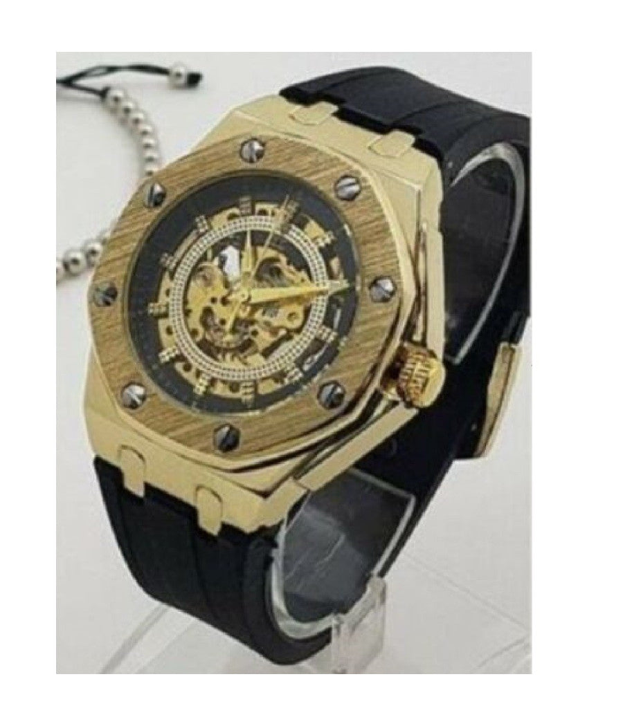 Orologio Da Polso Zcc 4407 Uomo Automatico Elegante Casual Dorato Nero         