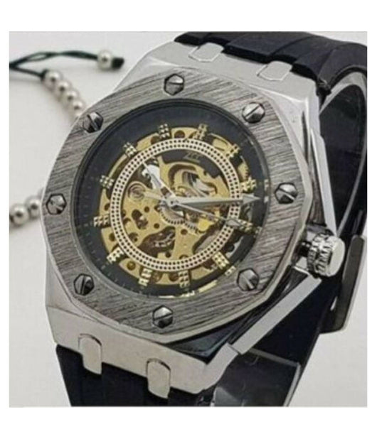 Orologio Da Polso Zcc 4407 Uomo Automatico Elegante Casual Silver Nero         